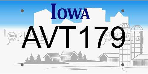 AVT179 Iowa License Plate