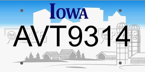 AVT9314 Iowa License Plate