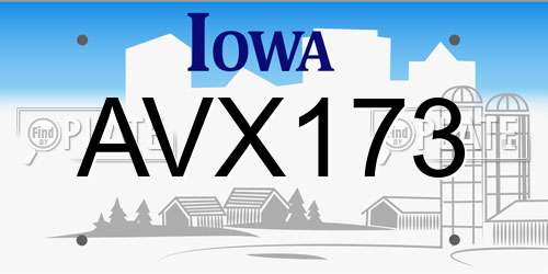 AVX173 Iowa License Plate