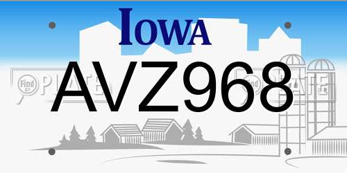AVZ968 Iowa License Plate