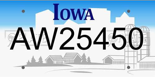 AW25450 Iowa License Plate