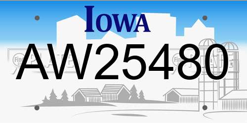 AW25480 Iowa License Plate