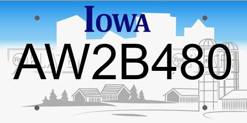 AW2B480 Iowa License Plate