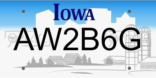 AW2B6G Iowa License Plate