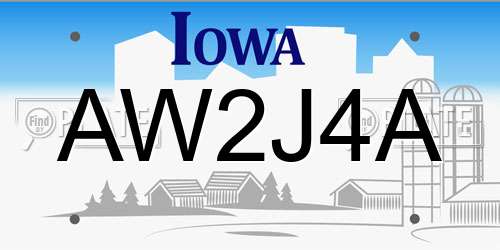 AW2J4A Iowa License Plate