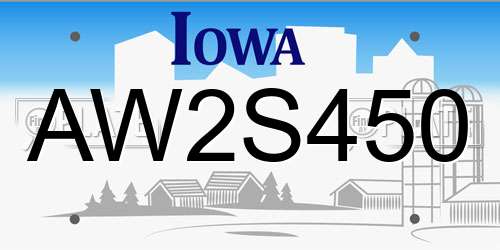 AW2S450 Iowa License Plate
