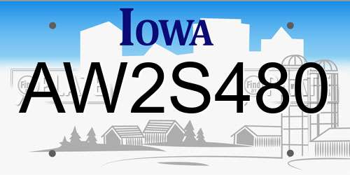 AW2S480 Iowa License Plate