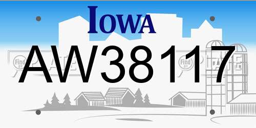 AW38117 Iowa License Plate