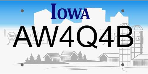 AW4Q4B Iowa License Plate
