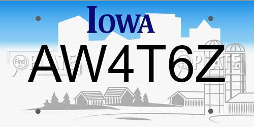AW4T6Z Iowa License Plate