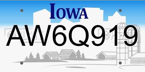AW6Q919 Iowa License Plate