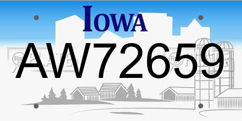 AW72659 Iowa License Plate