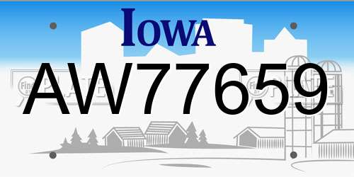 AW77659 Iowa License Plate