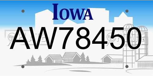 AW78450 Iowa License Plate