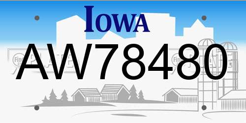 AW78480 Iowa License Plate