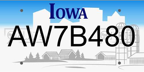 AW7B480 Iowa License Plate