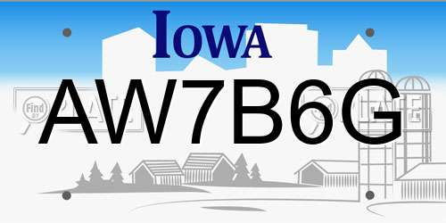 AW7B6G Iowa License Plate