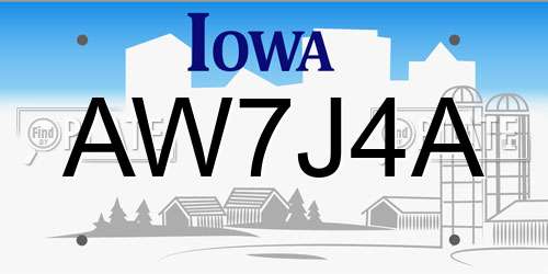 AW7J4A Iowa License Plate