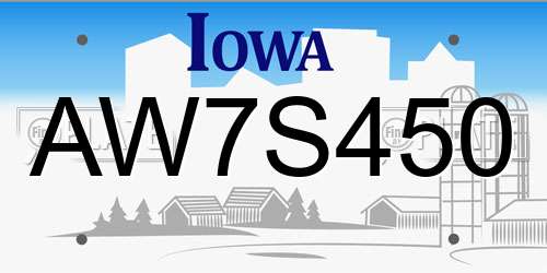 AW7S450 Iowa License Plate