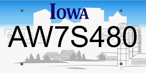 AW7S480 Iowa License Plate