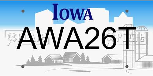 AWA26T Iowa License Plate