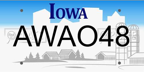 AWAO48 Iowa License Plate