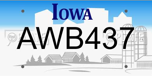 AWB437 Iowa License Plate