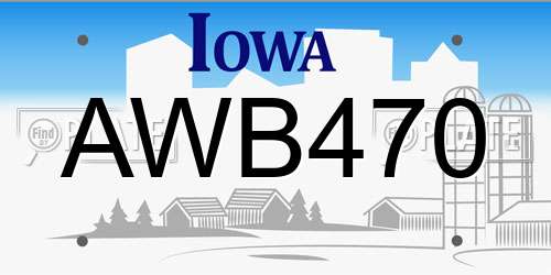 AWB470 Iowa License Plate