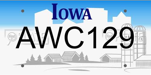AWC129 Iowa License Plate