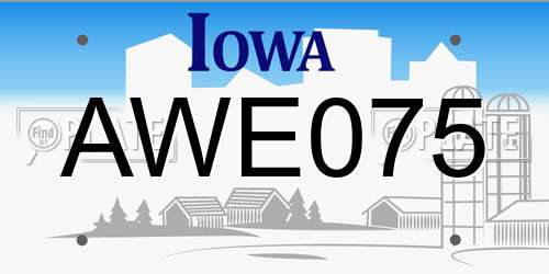AWE075 Iowa License Plate