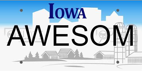 AWESOM Iowa License Plate