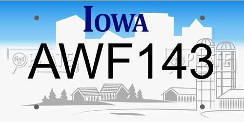AWF143 Iowa License Plate