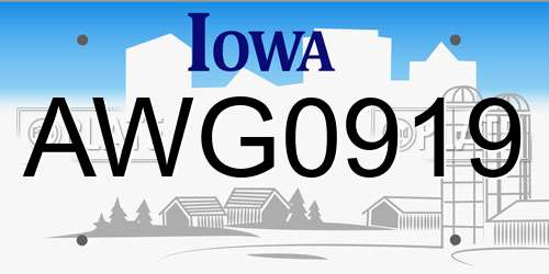 AWG0919 Iowa License Plate