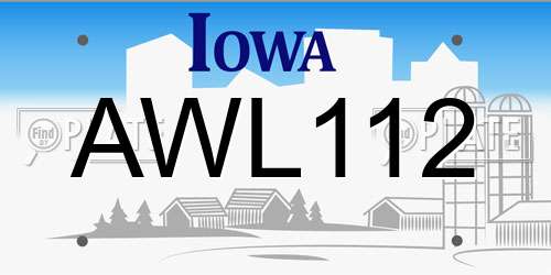 AWL112 Iowa License Plate