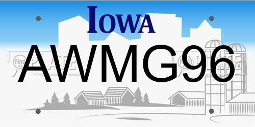 AWMG96 Iowa License Plate