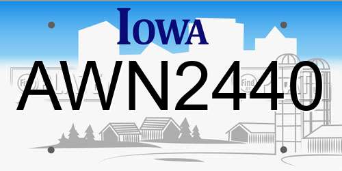 AWN2440 Iowa License Plate