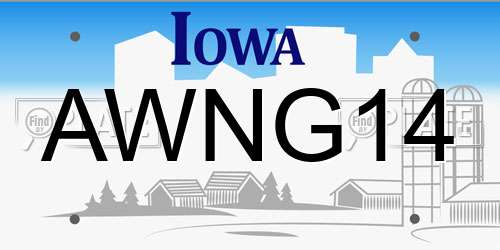 AWNG14 Iowa License Plate