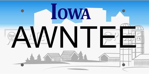 AWNTEE Iowa License Plate