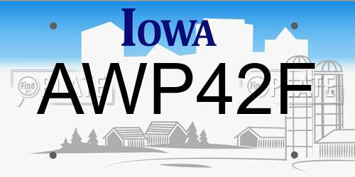 AWP42F Iowa License Plate