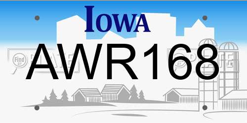 AWR168 Iowa License Plate