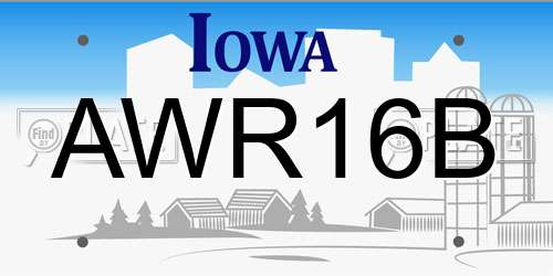 AWR16B Iowa License Plate