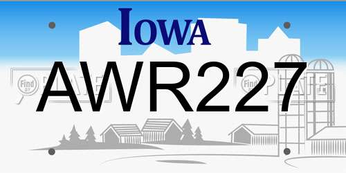 AWR227 Iowa License Plate