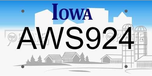 AWS924 Iowa License Plate