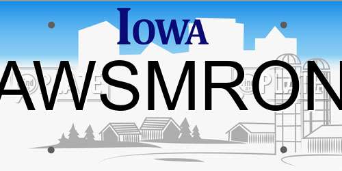 AWSMRON Iowa License Plate