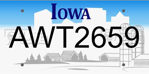 AWT2659 Iowa License Plate