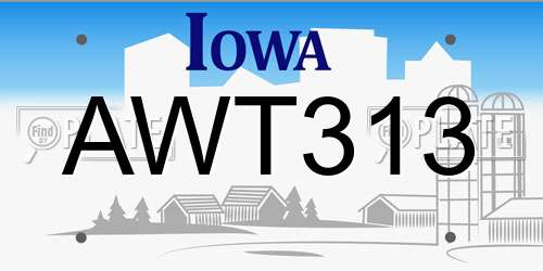AWT313 Iowa License Plate