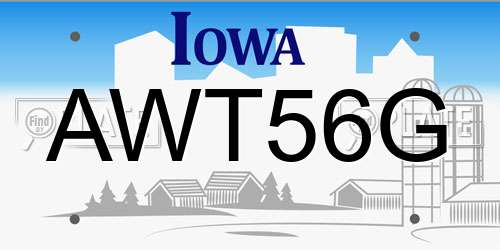 AWT56G Iowa License Plate