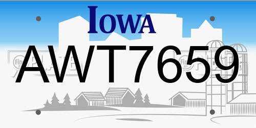 AWT7659 Iowa License Plate