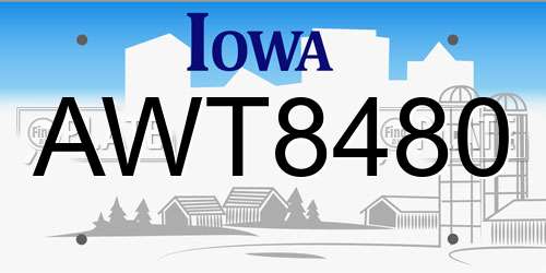 AWT8480 Iowa License Plate