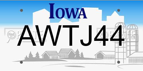 AWTJ44 Iowa License Plate